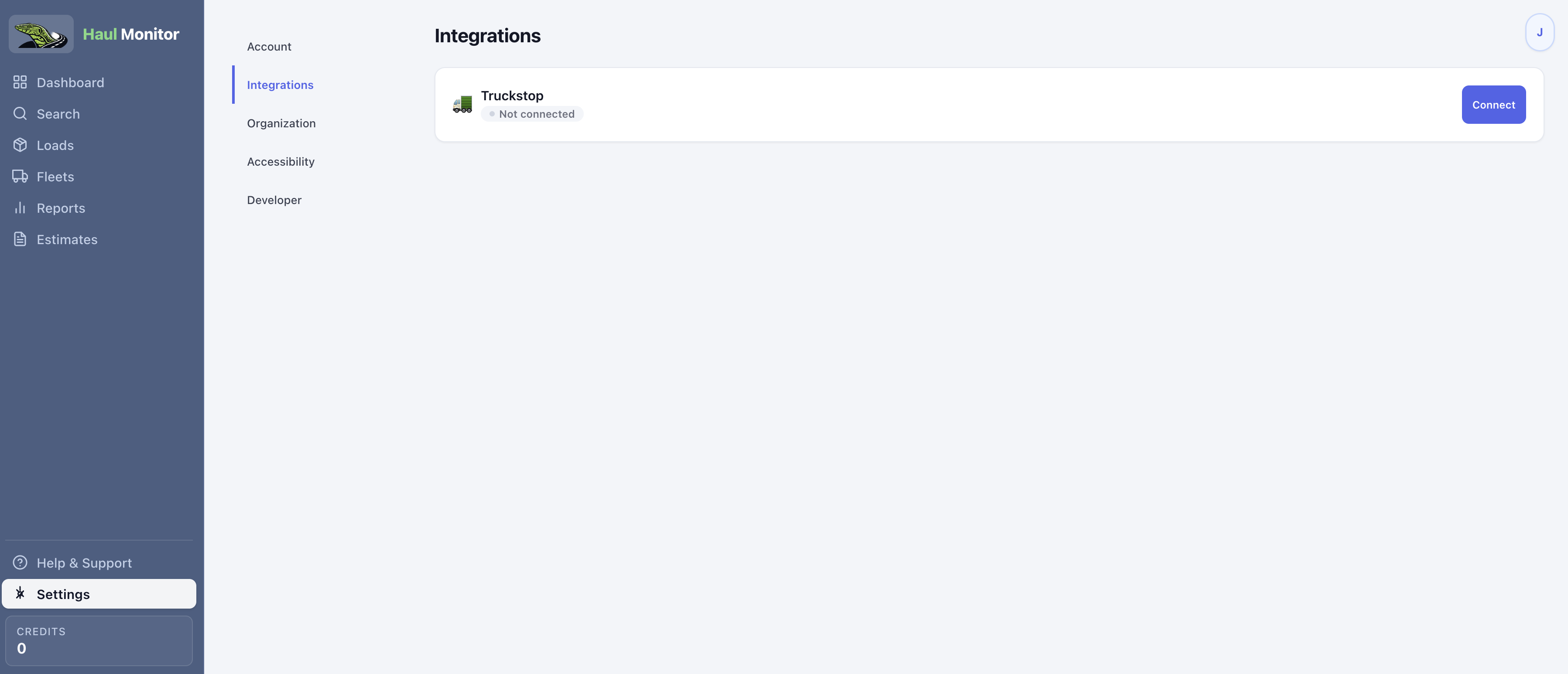 Connect to Truckstop dialog showing username and password fields