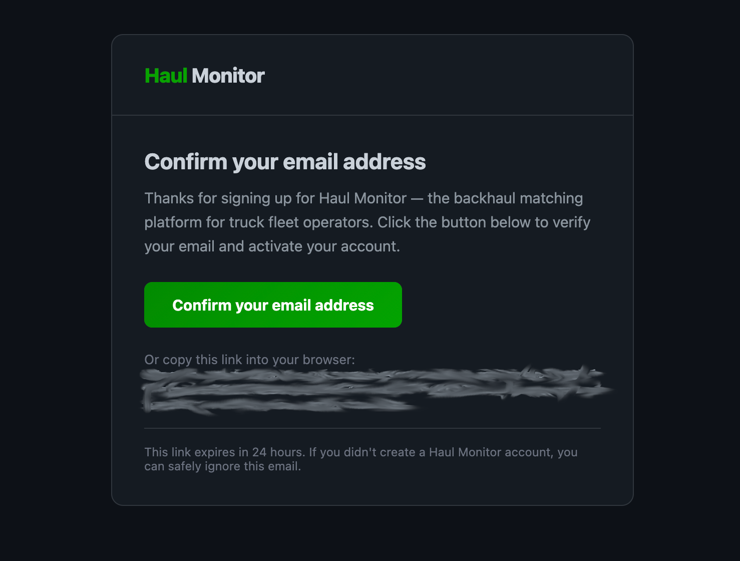 Check your email confirmation screen