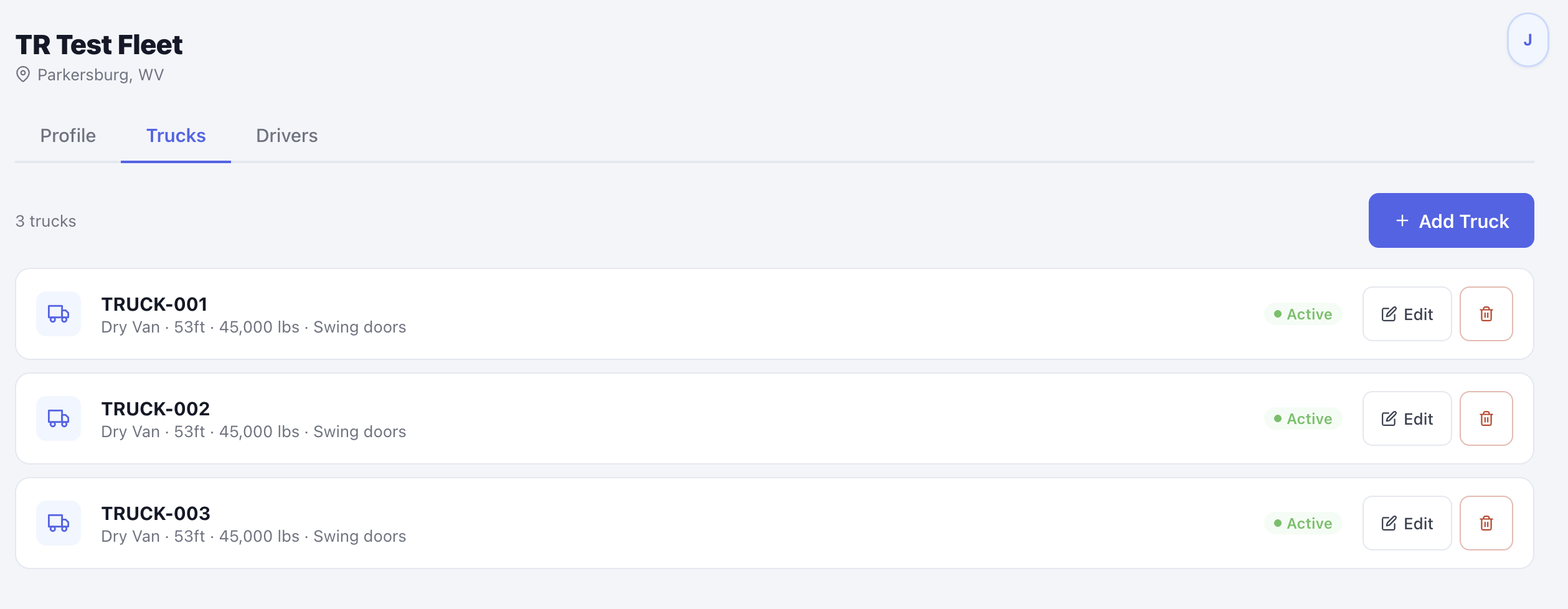 Fleet profile form showing Fleet Info fields including Fleet Name, MC Number, DOT Number, Phone, and Email